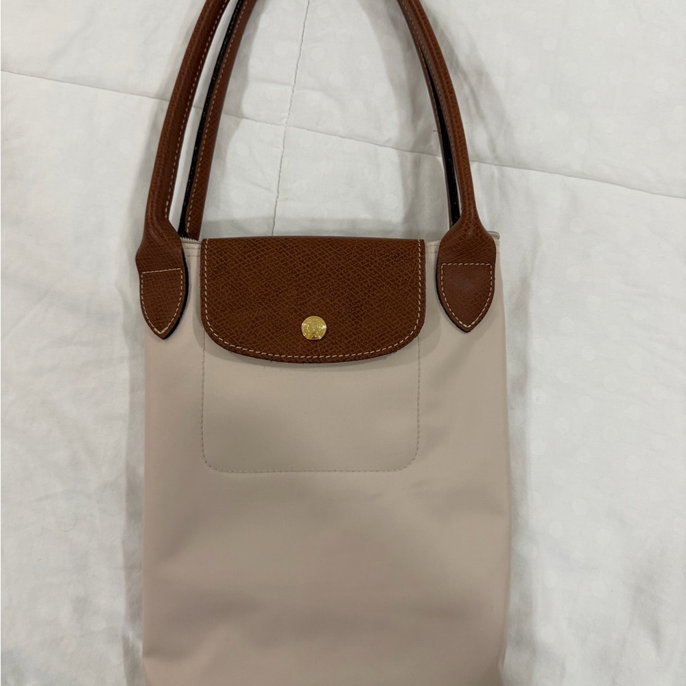 Longchamp Cream and Brown Shoulder Bag